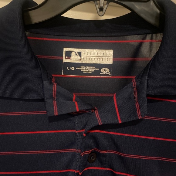 True Fan Genuine MLB Merchandise Men's Size Large Atlanta Braves Striped Polo - Picture 4 of 5